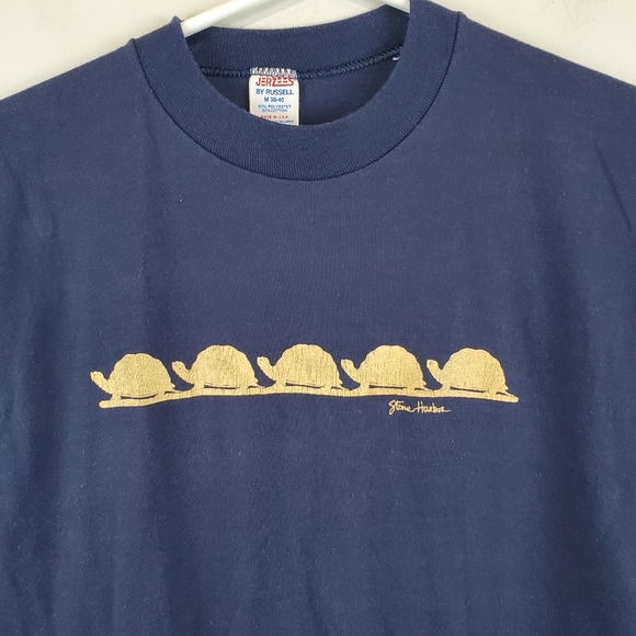 VTG 80s Jerzees Russell Stone Harbor Turtles T Shirt Small (M) Single Stitch - Picture 1 of 10